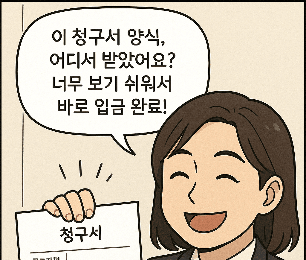 청구서 만족하는 대표님!
